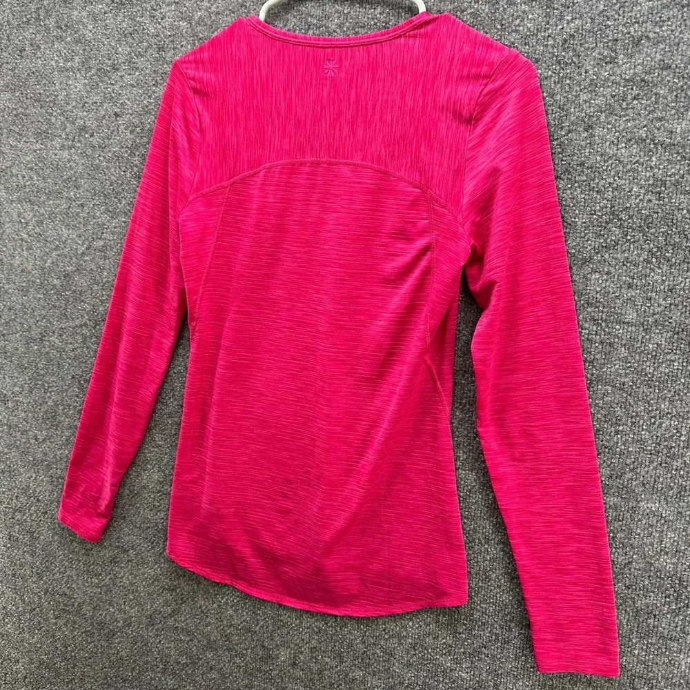 Athleta Womens Pink Space Dye Long Sleeve Scoop Neck Thumbhole Active Top Small - Picture 6 of 10